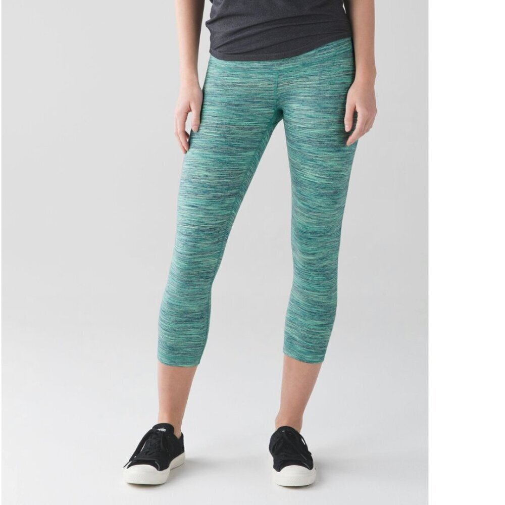 Lululemon Wunder Under Crop (Hi-Rise) Space Dye Camo Alberta Lake Fresh Teal - 4